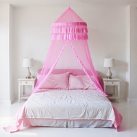 Lit suspendu en forme de dôme pliable décoré de dentelle, moustiquaire sans perçage pour filles
