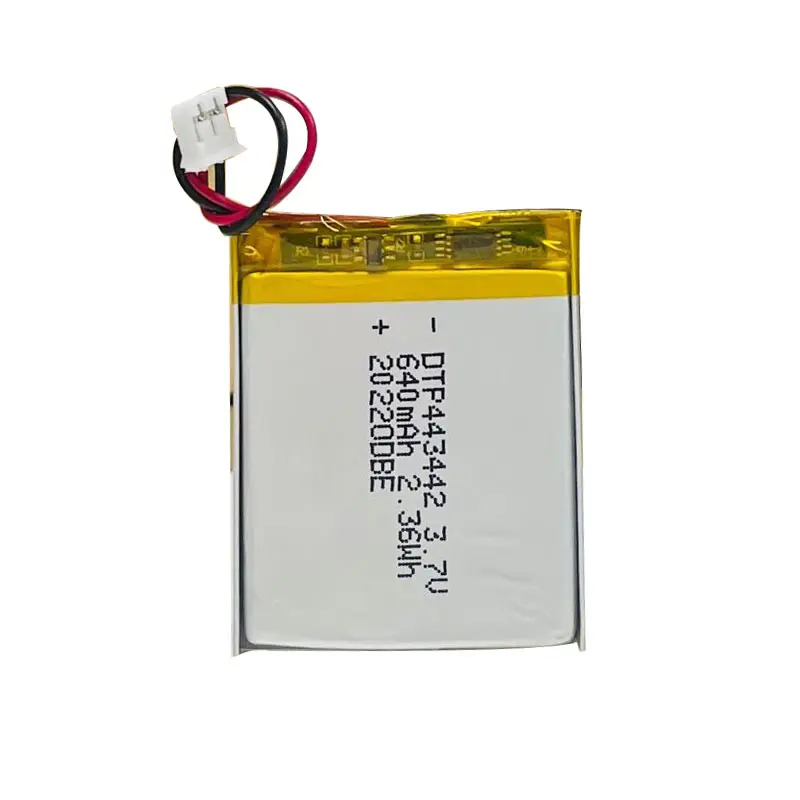 Dtp443442 3.7v baterai polimer litium 600mah dapat diisi ulang 640mah dengan sertifikasi