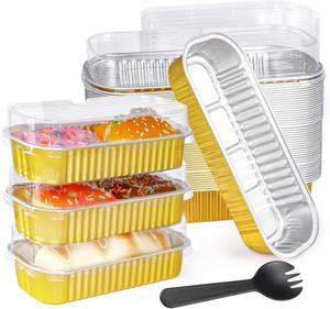 200ml 4oz Color Coated Aluminum <b>Foil</b> Loaf Pan With Dome Plastic Lid Disposable Colored Aluminum <b>Foil</b> Baking <b>Container</b> - Product Image 2