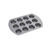 Plaque de cuisson antiadhésive en acier aluminisé épais pour 12 muffins et cupcakes, avec poignée facile à saisir, idéale pour les muffins, cupcakes et mini-gourmandises