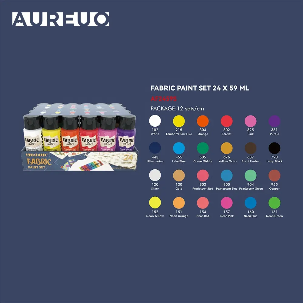 Phoenix 24 Colors 59ml Custom Garment Screen Printing Paints 24 Color Water Based Paints for Fabric