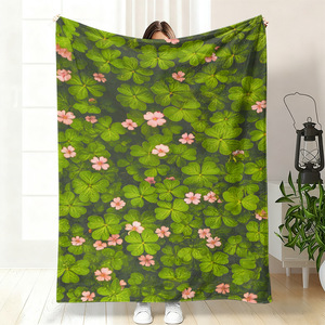 Manta de Franela con Diseño de Trébol de Cuatro Hojas, Manta para Siesta, Lavable a Máquina, Resistente a la Decoloración, para Cama, Sofá, con Impresión Personalizada YH-MT - Product Image 4