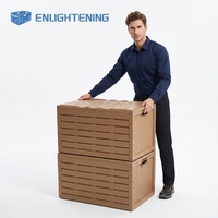 Caisse pliable en plastique imitation bois, panier de rangement pour fruits et légumes, ventilée, empilable, boîte de présentation pour la vente au détail