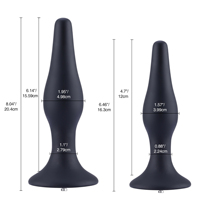 Kit de perles anales Hismith noires, 2 pièces, pointe conique progressive, silicone liquide, compatible avec la machine sexuelle KlicLok, entraînement anal