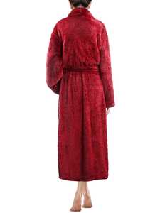 Red Women <strong>Fleece</strong> Sleep Robe Sherpa Fluffy Pajamas <strong>Super</strong> <strong>Soft</strong> and Warm Bathrobe Loungewear Long <strong>Pyjama</strong> Robe - Product Image 3
