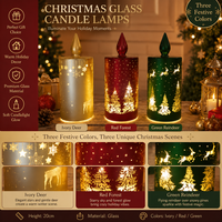 Lampe à bougie LED en verre de Noël de 20 cm, décoration de fête, centre de table, décoration intérieure, éclairage