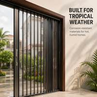 Porte pliante en acier inoxydable sur mesure avec moustiquaire en maille diamant rétractable, garantie 5 ans pour Bali, Indonésie, villa, hôtel, complexe hôtelier