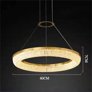 Lustre moderne en cristal HM de luxe en acier inoxydable avec anneau lumineux et pampilles pour salon et salle à manger - Product Image 3