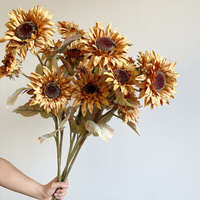 Promo! 3 Tangkai Bunga Sunflower Daisy Kain Artificial Grosir Batang Bunga Dekorasi Ruang Tamu Buket Pernikahan Dekorasi Rumah