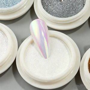 Poudre Chrome Effet Clair de Lune Professionnelle - Pigment Irisé Aurore pour Finition Miroir - Poudre Chrome Nacré Blanc pour <span class=keywords><strong>Ongles</strong></span> - Product Image 3