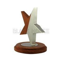 Plaque en bois en forme d'étoile, 1 pièce, décoration en métal