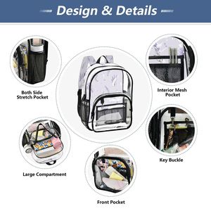 Clear PVC Floral Backpack Transparent School Bag with Mesh Pockets Custom Logo Bookbag for Girls Travel - Product Image 5