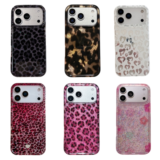 Luxury for iPhone 17 Pro Max 16 15 Case Sparkle Leopard Print Pattern Vintage Cheetah Design Protective Phone Cover Women Girls