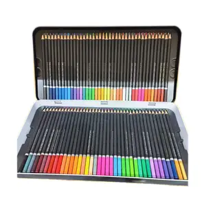 वयस्क कलाकारों और पेशेवरों के लिए टिन बॉक्स में कस्टम 72 120 रंगीन पेंसिल सेट गुणवत्ता वाले सॉफ्ट कोर रंगीन लीड पेंसिल