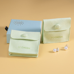 Custom 1.2MM <b>Thickness</b> Microfiber Jewelry Pouch for Earrings, Flap Jewelry Packaging Bag with Button - Product Image 4