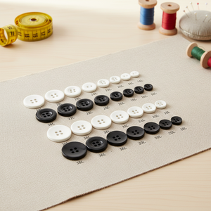 Bottoni a Pressione ABS Specifici per Abbigliamento, Rettangolari, 18L-40L, Varie Misure, Nero Bianco Bicolore, Design a Quattro Occhielli, Durevoli - Product Image 6