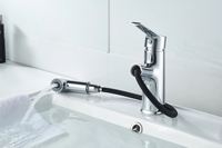 Robinet de lavabo monotrou moderne en laiton et cuivre, avec douchette extractible, à poignée unique, pour salles de bain contemporaines, céramique, fabrication chinoise