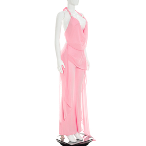 Viviblook D26JP193 Combinaison une pièce sexy sans manches à bretelles halter transparente de couleur unie pour femme, nouvelle collection été - Product Image 3