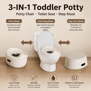 Mon premier pot 3-en-1 : siège de toilette, marchepied, protection anti-éclaboussures, cuvette amovible, 5 couleurs, 12-36 mois, OEM - Product Image 1