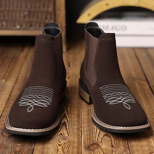 2025 New Arrival Chelsea Boots Embroidered Slip-on Boots Men's Suede Boots - Product Image 2
