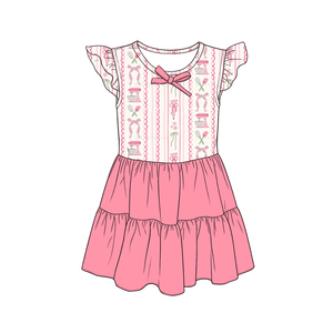 Custom Flowers Flutter Sleeve Holiday Print Girls Summer Dresses Wholesale Party Factory Price Boutique Children Cute <b>Toddler</b> - Product Image 3