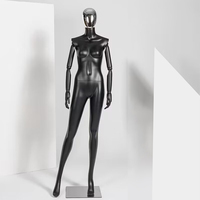 Présentoir de vitrine de boutique de mode abstraite, Mannequin noir brillant pour femme, tête chromée argentée
