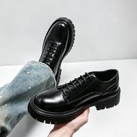 Chaussures Derby à plateforme pour hommes grande taille, nouvelle collection 2026, style britannique, noires, décontractées, en PU, à lacets, bout rond, formelles, transfrontalières