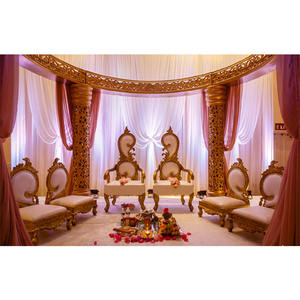 เก้าอี้ Mandap สำหรับงานแต่งงาน,เก้าอี้ Mandap แบบแกะสลักลายใบไม้ล่าสุดชุดเก้าอี้ใบไม้งานแต่งราชวงศ์สหรัฐอเมริกา - Product Image 1