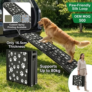 Rampe pliante 4 sections en aluminium pour chien, capacité 80 kg, robuste, avec boucles en soie, pour SUV, marchepieds pliables pour chien avec motif personnalisé - Product Image 1