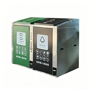 Contenedor de Basura Comunitario para Exteriores de 240L, de Acero Inoxidable, con Pedal, Doble Compartimento y Tapa para Clasificación de Residuos - Product Image 5