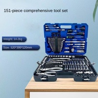 Ensemble d'outils de réparation automobile Blue Dot de 151 pièces en acier au chrome-vanadium, garantie de 3 ans, clé à cliquet combinée, tournevis, pinces pour
