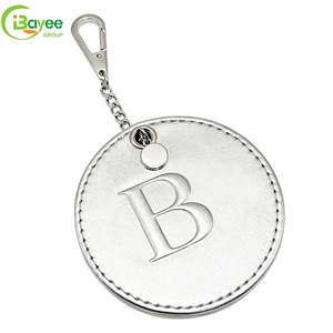 360° Rotating Flip Cover Design Custom Embossed Silver Sheepskin Compact <b>Mirror</b> Foldable Pocket Portable Travel makeup <b>mirror</b> - Product Image 1