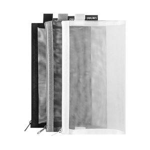 Estuche para lápices de malla transparente Deli, cierre de cremallera de gran capacidad para uso escolar y de oficina - Product Image 5