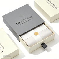 Boîte d'emballage pour vêtements en carton beige biodégradable de haute qualité avec logo personnalisé imprimé, tiroir coulissant