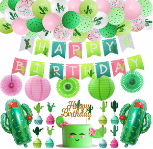 <span class=keywords><strong>Kit</strong></span> de Décoration pour Fête d'Anniversaire Fiesta : Bannière Cactus, Éventails en Papier, Lanternes, Décorations de Gâteaux Cupcake, Ballons Hélium, Guirlande et Arche - Product Image 1