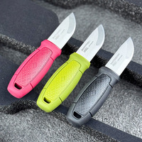 Outdoor-Taktikmesser mit hoher Härte, tragbares Selbstverteidigungsmesser, kleines gerades Feldmesser, Camping-Multifunktionsmesser mit glatter Klinge aus 5Cr-Stahl