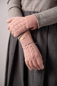Guantes de Cachemira auténtica <span class=keywords><strong>100</strong></span>% para mujer, mitones de dedo completo de punto elástico suave y cálido para escenas de esquí de invierno - Product Image 4
