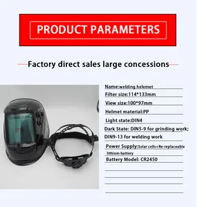 Masker Las flip penggelapan otomatis, pengganti depan, perisai las wajah penuh bersinar, helm las - Product Image 3