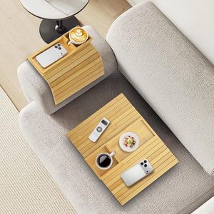 Plateau d'accoudoir en bambou 41,5x33,7x5cm, boîte de rangement avec porte-gobelet pour la maison et le bureau - Product Image 4