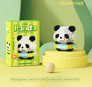 Panda buvant de la noix de coco avec lunettes, blocs de construction micro en plastique ABS - Mini briques, jouet <span class=keywords><strong>DIY</strong></span> pour assemblage créatif et présentation mignonne - Product Image 2