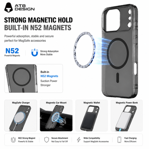 Carcasa <span class=keywords><strong>Transparente</strong></span> ATB para <span class=keywords><strong>iPhone</strong></span> 18 <span class=keywords><strong>Pro</strong></span> <span class=keywords><strong>Max</strong></span>, Antihuellas, Magnética N52, Antigolpes, TPU, PC, Cubierta Magnética - Product Image 4