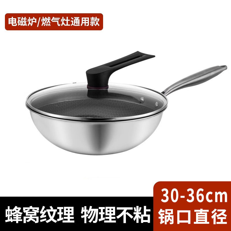 Sartén Antiadherente con Diseño de Panal [con Tapa] - Mango de Acero Inoxidable