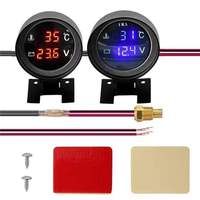 2 1 12V 24V LED Digital Pengukur Suhu Air Mobil Truk dengan Sensor Suhu dan Voltmeter Garansi 1 Tahun