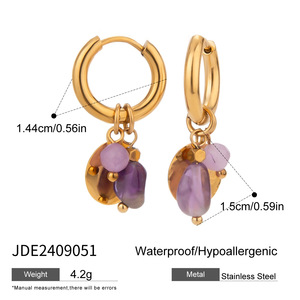 Pendientes de Lujo Vintage con Hebilla de Piedra Natural Martillada, Acero Inoxidable y Titanio, Joyería Transfronteriza Inalterable para Mujer (Estilo Europeo) - Product Image 6