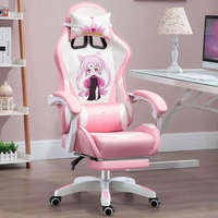 Chaise de jeu Sailor Moon élégante rose avec cadre en acier inoxydable, design pivotant moderne, repose-pieds ergonomique en cuir, pivotant en cuir