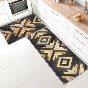 Juego de 2 Alfombras de Cocina Antideslizantes de Estilo Moderno, Alfombra de Terciopelo de Cristal Lavable con Diseño Floral, Alfombra Larga para Puerta de Cocina - Product Image 4