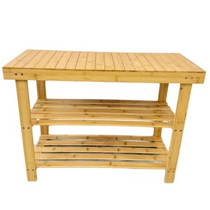 Bamboo <b>Shoe</b> <b>Rack</b> Long Bench With Two Shelves For Entryway And Dormitory Use - Product Image 1