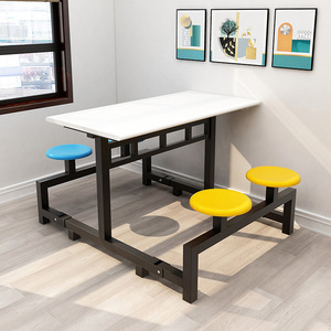 6-người gấp bàn ăn ghế kết hợp kim loại hiện đại cho doanh nghiệp ăn sáng công ty ăn uống phục vụ đồ ăn nhẹ - Product Image 4