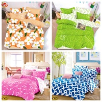 Parure de Lit Trois Places Housse de Couette Drap Housse en Coton Drap Plat 2 Draps 2 Taies d'Oreiller