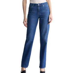 Jeans de Mezclilla Casuales de Pierna Recta y Cintura Media para Mujer, Tela Elástica Suave, Ajuste Elegante, Lavables, Acabado Impecable, Estilo Urbano para Fin de Semana - Product Image 6